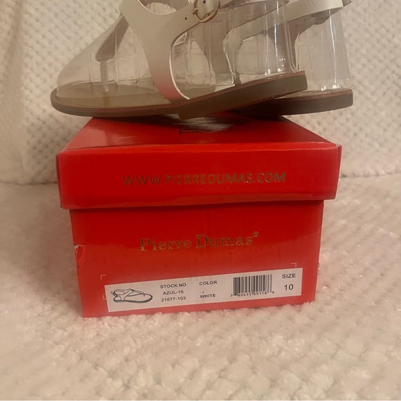 NEW Pierre Dumas White and Brown T-Strap Sandals - Picture 5 of 5